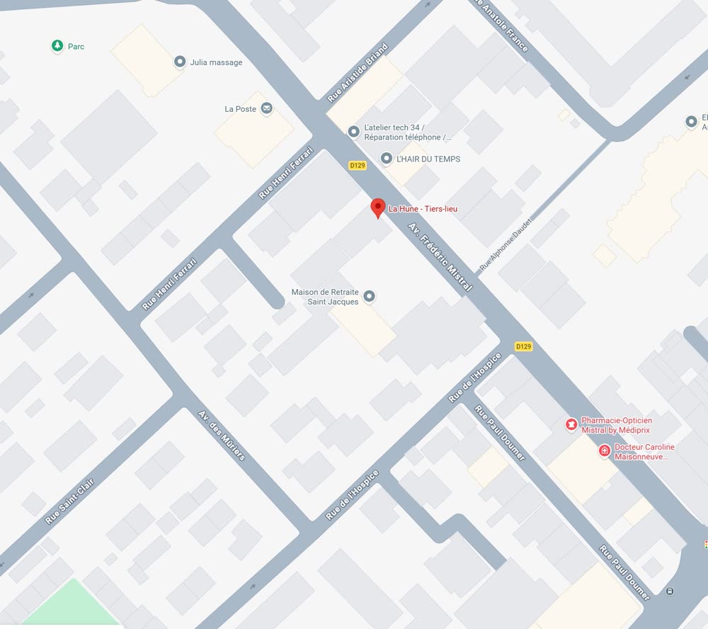 Plan d'accès à La Hune, 23 rue Frédéric Mistral, Frontignan